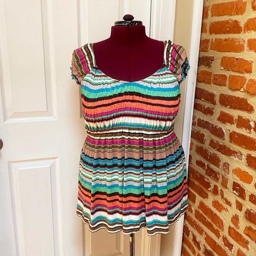 American Rag Cap-Sleeve Printed Babydoll Top